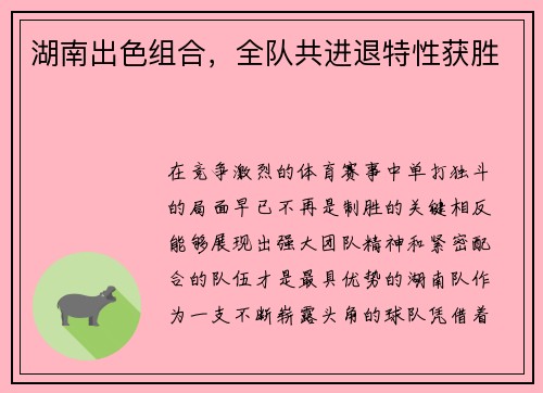 湖南出色组合，全队共进退特性获胜